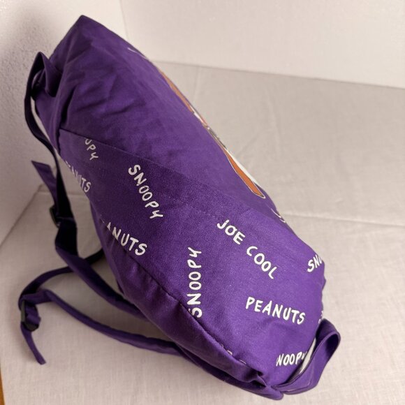 Vintage 1980\'s Peanuts Charlie Brown Snoopy Backpack Bag Purple Canvas Joe Cool